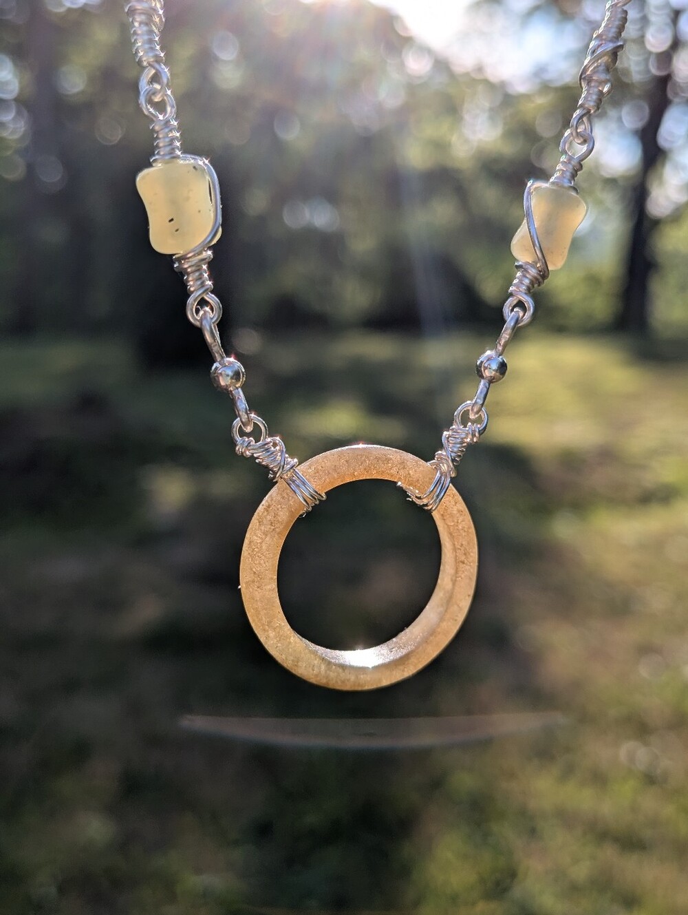 Eternity Circlet Jade Necklace - Dainty Sterling Silver Chain - Artisan Crafted - Picture 3 of 16